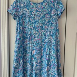 Lilly Pulitzer Kimi T-shirt swing dress in Zanzibar bluefish kiss print